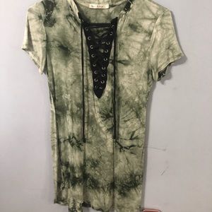 Fashion Nova tunic acid wash tie dye lace up